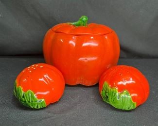 Occupied Japan Tomato S&P Shaker & Mustard