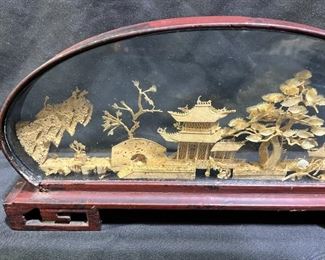 Hand Carved Wood Oriental Shadowbox
