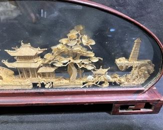 Hand Carved Wood Oriental Shadowbox