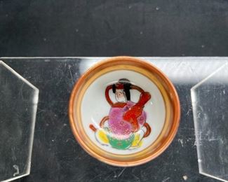 6 Asian Character Porcelain Sake Cups