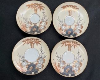6 Hand Painted Japanese Demitasse Saucers