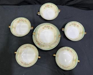 6 Meito China MEI44 Cream Soups & Saucers