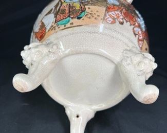 Koro Covered Urn Foo Dog Handles