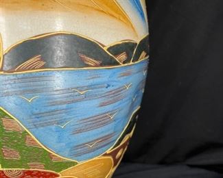18” Antique Hand Painted Satsuma Vase