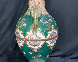 8.5” Asian Green & Brown Vase