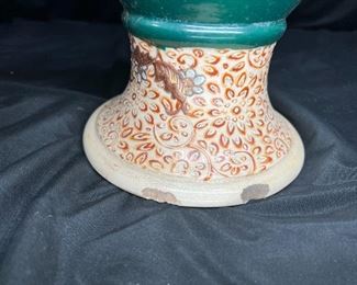 8.5” Asian Green & Brown Vase