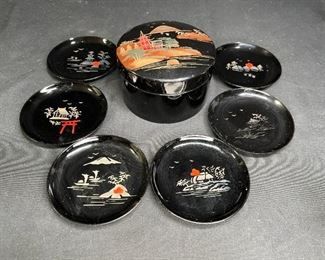 Lacquerware Box with 6 Coasters