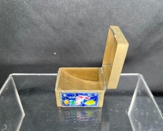 Vintage Chinese Brass Cloisonne Stamp Box
