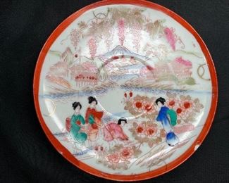 3 Rose Medallion Tea Cups & 2 Saucers