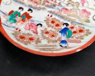 3 Rose Medallion Tea Cups & 2 Saucers