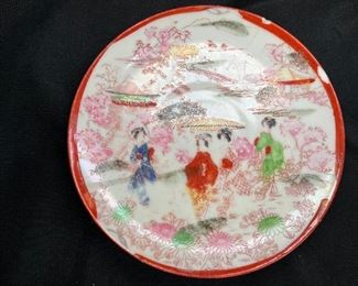 3 Rose Medallion Tea Cups & 2 Saucers