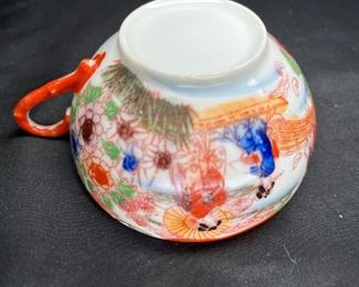 3 Rose Medallion Tea Cups & 2 Saucers