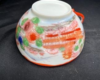 3 Rose Medallion Tea Cups & 2 Saucers