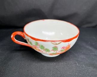 3 Rose Medallion Tea Cups & 2 Saucers