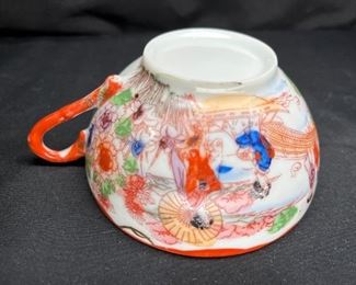 3 Rose Medallion Tea Cups & 2 Saucers