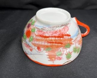 3 Rose Medallion Tea Cups & 2 Saucers