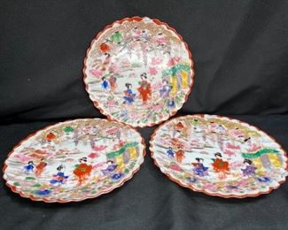 3 Rose Medallion Dessert Plates