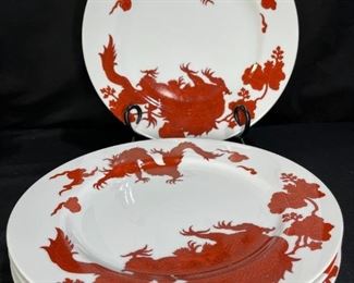 Fitz & Floyd Porcelain Temple Dragon Dinner Plates