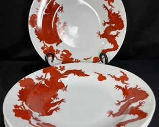 Fitz & Floyd Porcelain Temple Dragon Soup Bowls