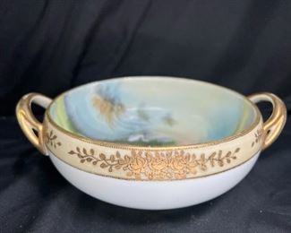 Nippon Hand Painted Handled Bowl