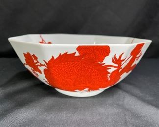 Fitz & Floyd Porcelain Temple Dragon Serving Bowl