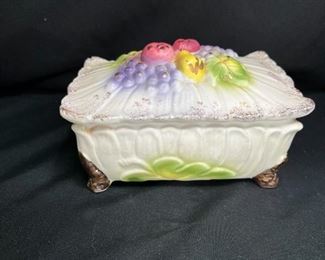 Porcelain Fruit Decorated Covered Box