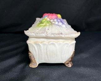 Porcelain Fruit Decorated Covered Box
