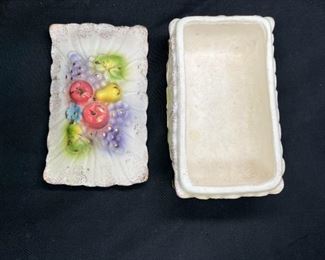 Porcelain Fruit Decorated Covered Box