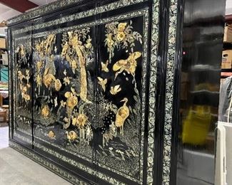 Asian Marquetry inlaid Mother of Pearl Cabinet