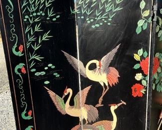 4 Panel Inlaid Japanese Room Divider Screen