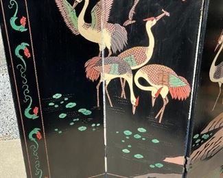4 Panel Inlaid Japanese Room Divider Screen
