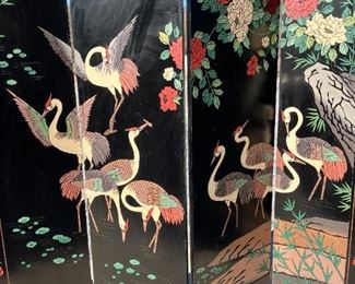4 Panel Inlaid Japanese Room Divider Screen