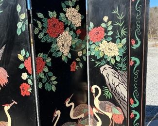 4 Panel Inlaid Japanese Room Divider Screen