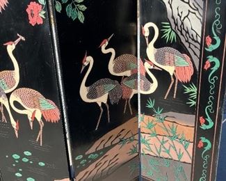 4 Panel Inlaid Japanese Room Divider Screen