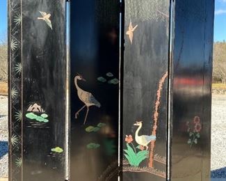4 Panel Inlaid Japanese Room Divider Screen