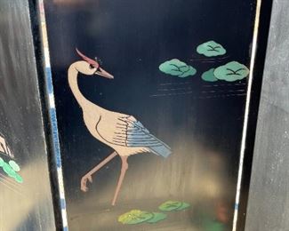 4 Panel Inlaid Japanese Room Divider Screen