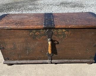 Antique Dome Top Iron Bound Sea Chest