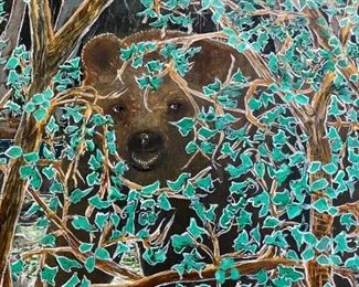 Oil on Board of Bear in Woods
