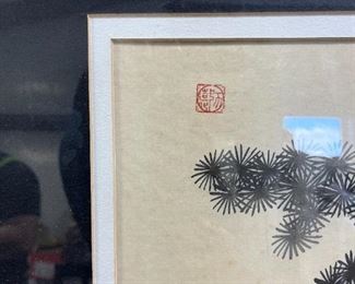 Japanese Red Crowned Cranes on Silk