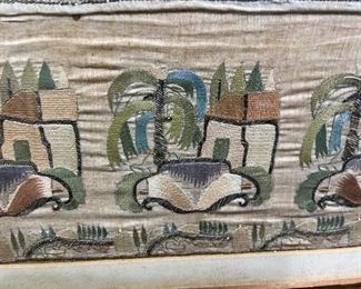 Framed Embroidered Textile Design on Silk