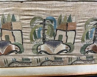 Framed Embroidered Textile Design on Silk