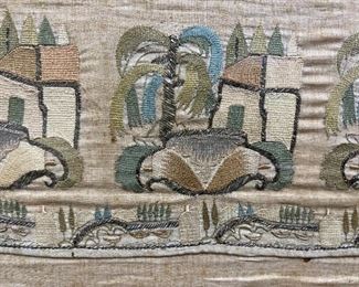 Framed Embroidered Textile Design on Silk