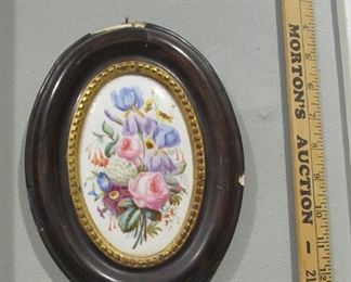 early 20th century hand painted plaque  & advertising ruler