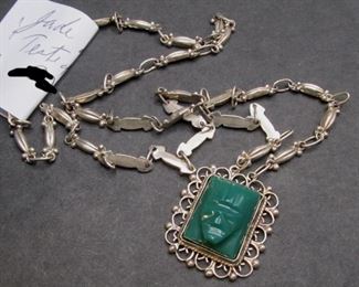 sterling + Jade Necklace + pendant 