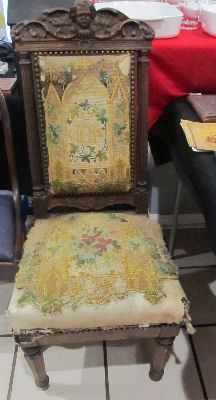 1840's-1860's in original state, including straw and wire seat cushion. Hand carved Cherubs.