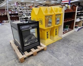 Fireplace and Yellow Mail Boxes 