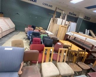 A huge assortment of chairs! From wooden chairs to foam chairs! To office chairs to dining room chairs! 