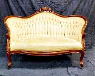 Victorian Grape Carved Settee