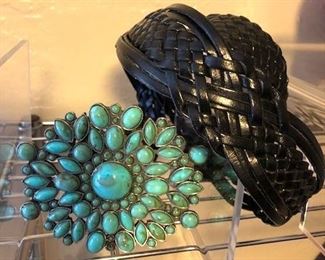 Vintage Feaux Turquoise Belt 