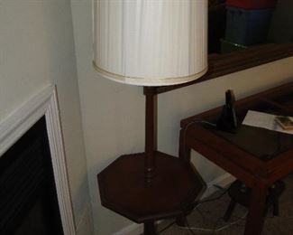 Octagon Table with lamp $60